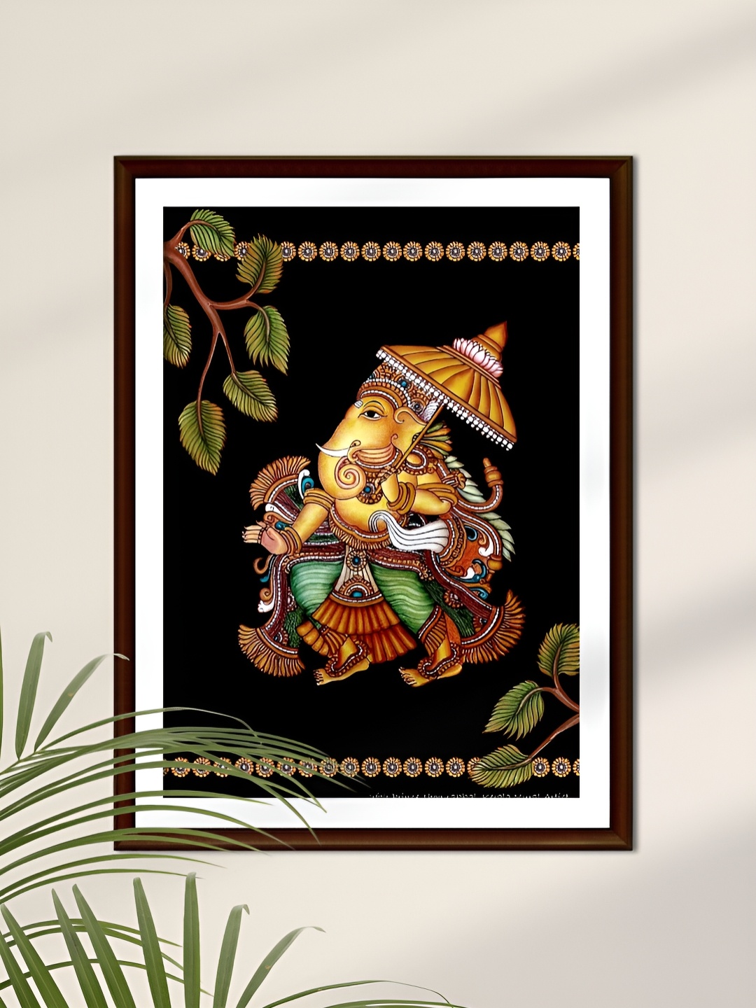 

Peepul Tree Black & Yellow Ganesha Mural Religious Wall Art