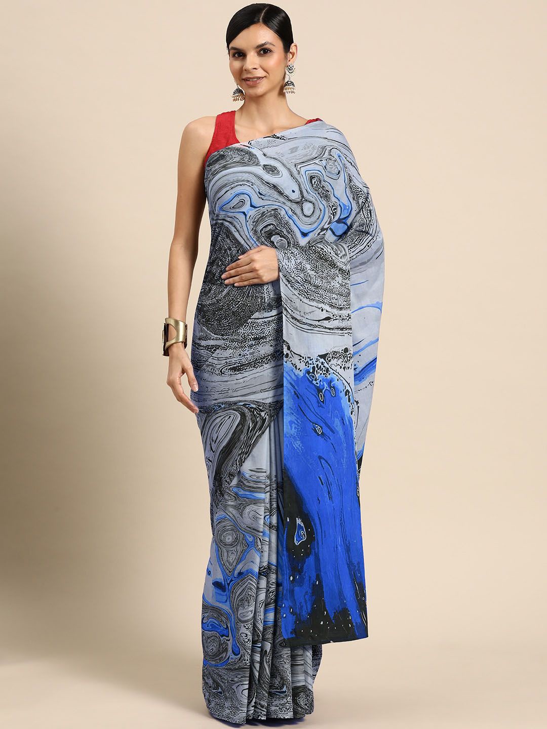 

BUTA BUTI Pure Cotton Saree, Blue