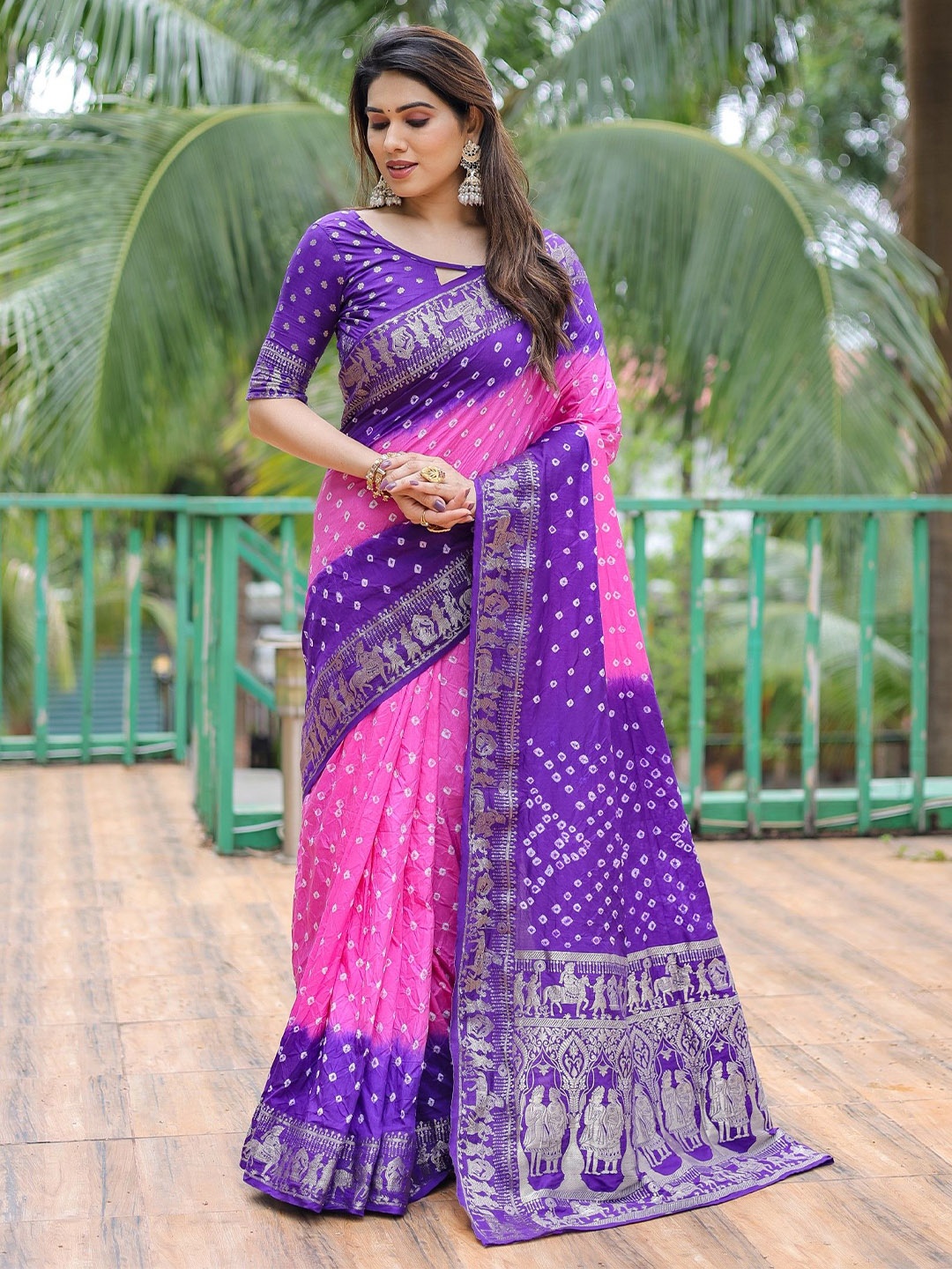 

Anaita Printed Pure Silk Bandhani Saree, Purple