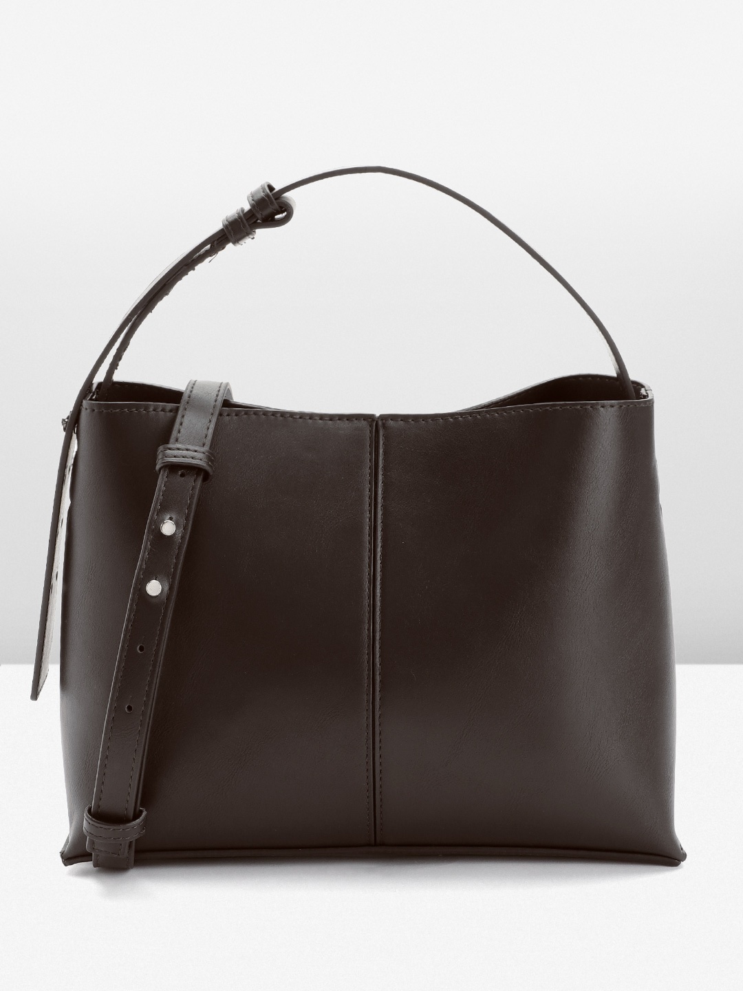 

MANGO Structured Shoulder Bag, Coffee brown