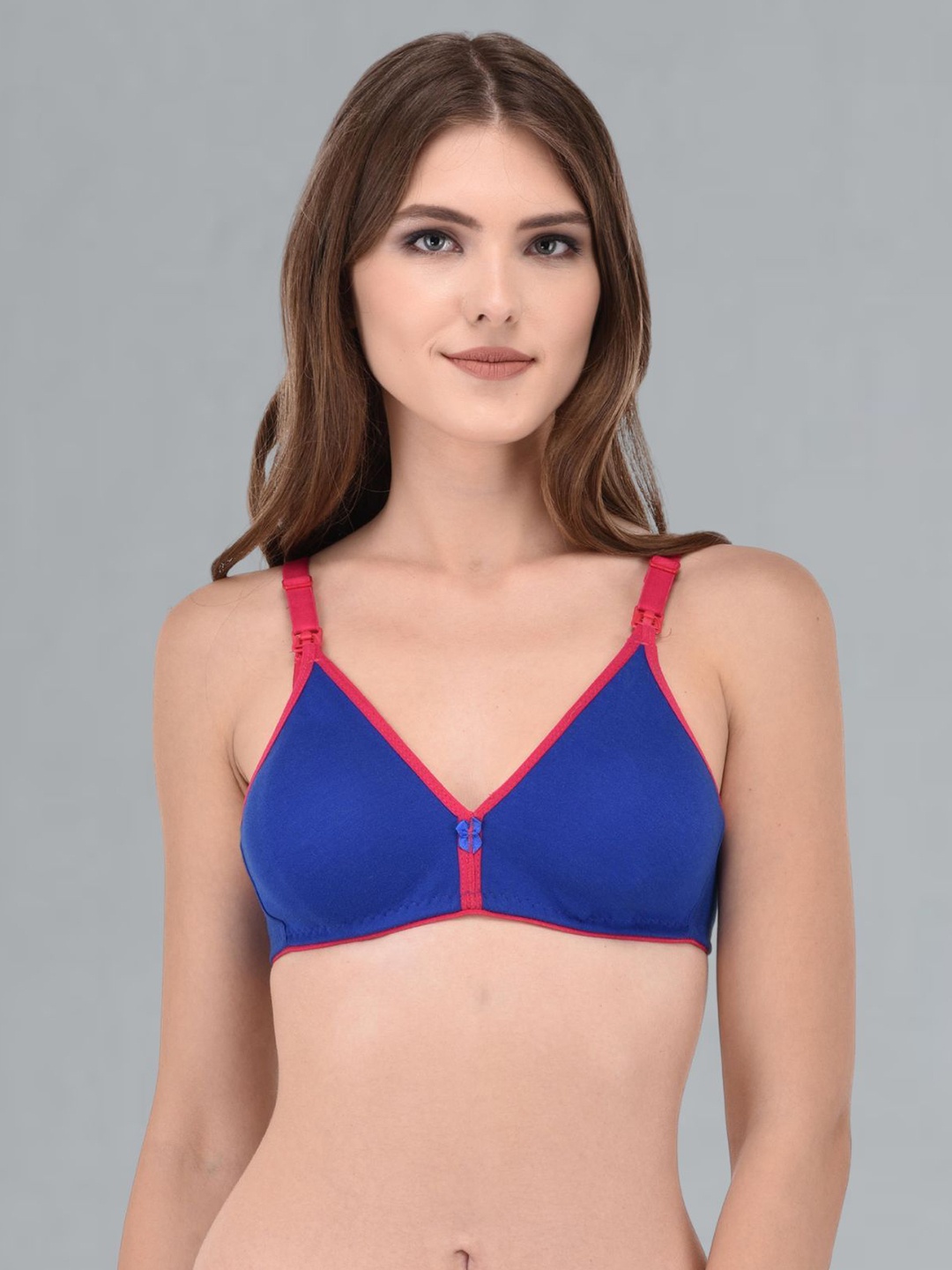 

Fabme Pack of 5 Women Medium Coverage Nursing Bra, Blue