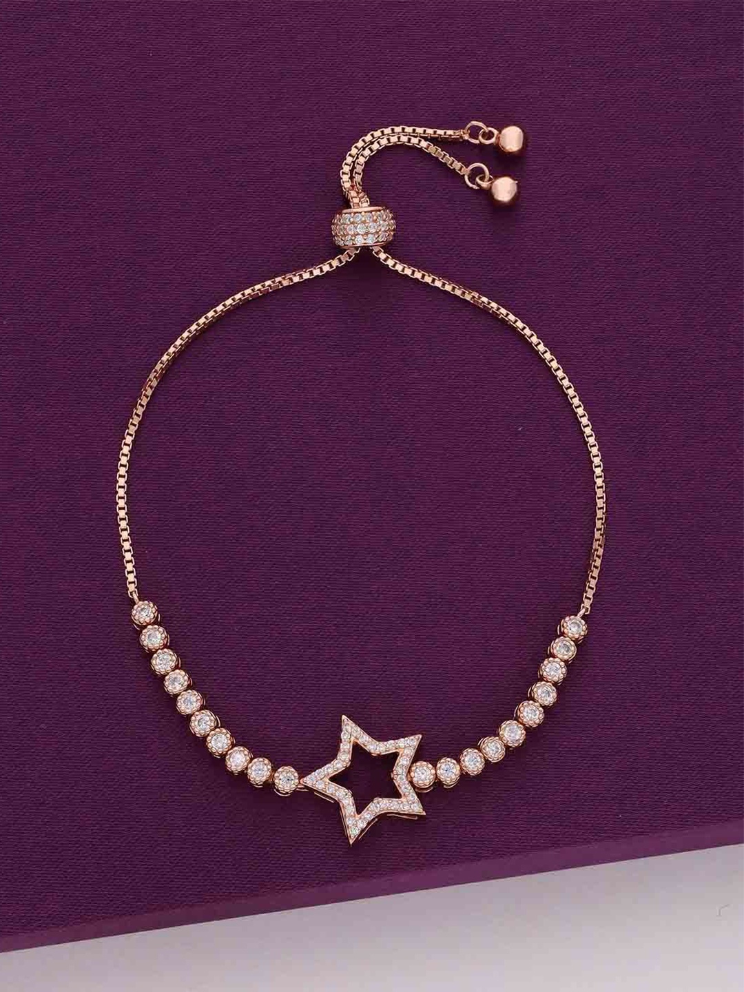 

KAI JEWEL 92.5 Sterling Silver Cubic Zirconia Rose Gold-Plated Wraparound Bracelet