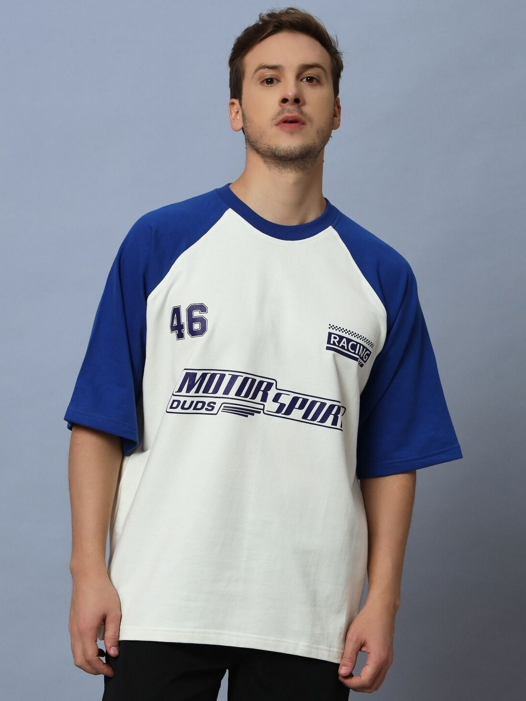 

WEARDUDS Men Cotton Printed Oversized T-shirt, Off white
