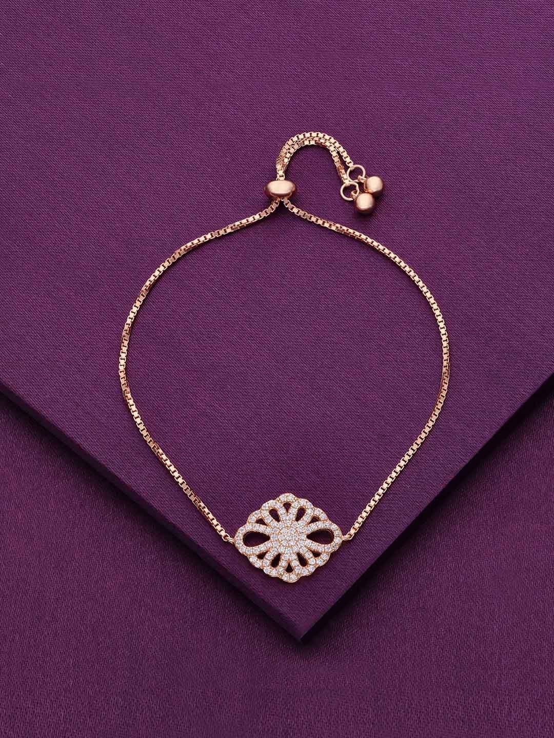 

KAI JEWEL 92.5 Sterling Silver Cubic Zirconia Rose Gold-Plated Wraparound Bracelet