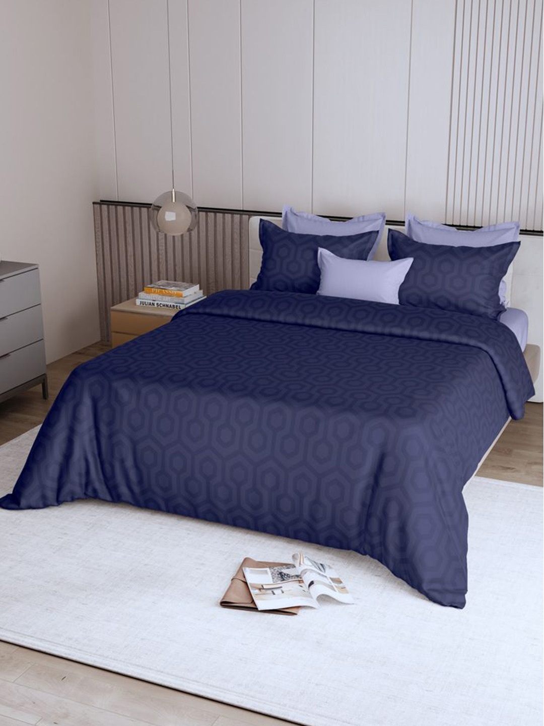 

LABHAM Blue 600 TC King Bedsheet with 2 Pillow Covers