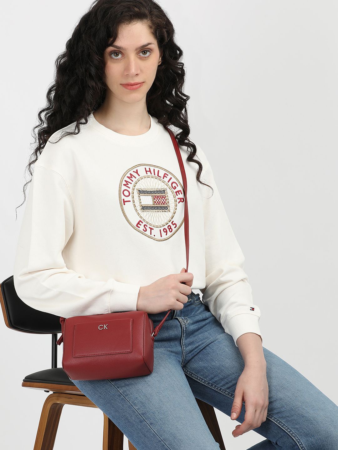 

Tommy Hilfiger Women Typography Printed Round Neck Pure Cotton Sweatshirt, White