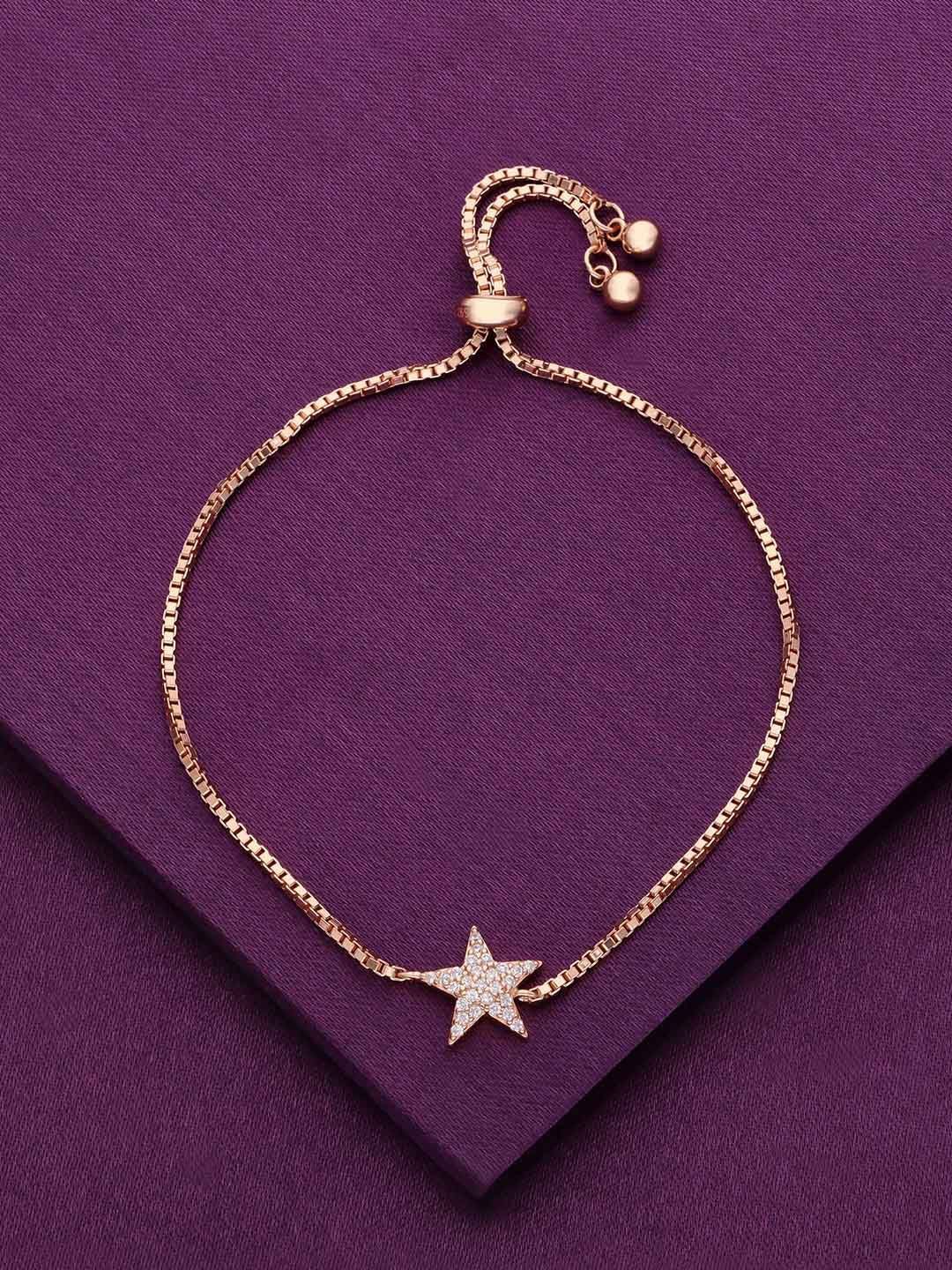 

KAI JEWEL Sterling Silver Cubic Zirconia Studded Rose Gold-Plated Wraparound Bracelet