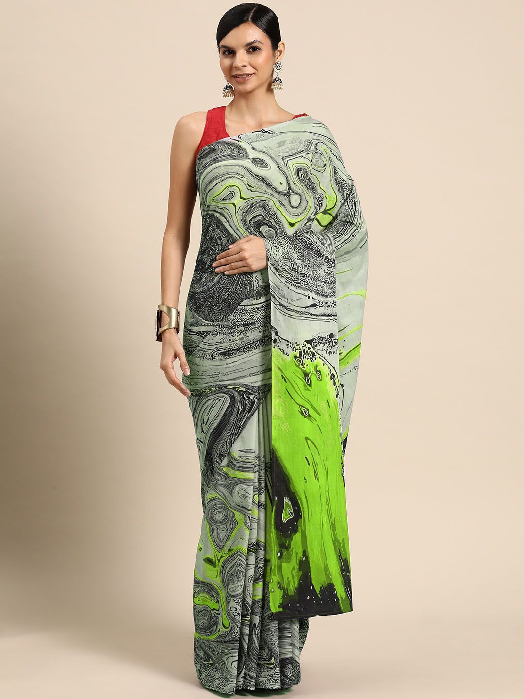 

BUTA BUTI Pure Cotton Saree, Green