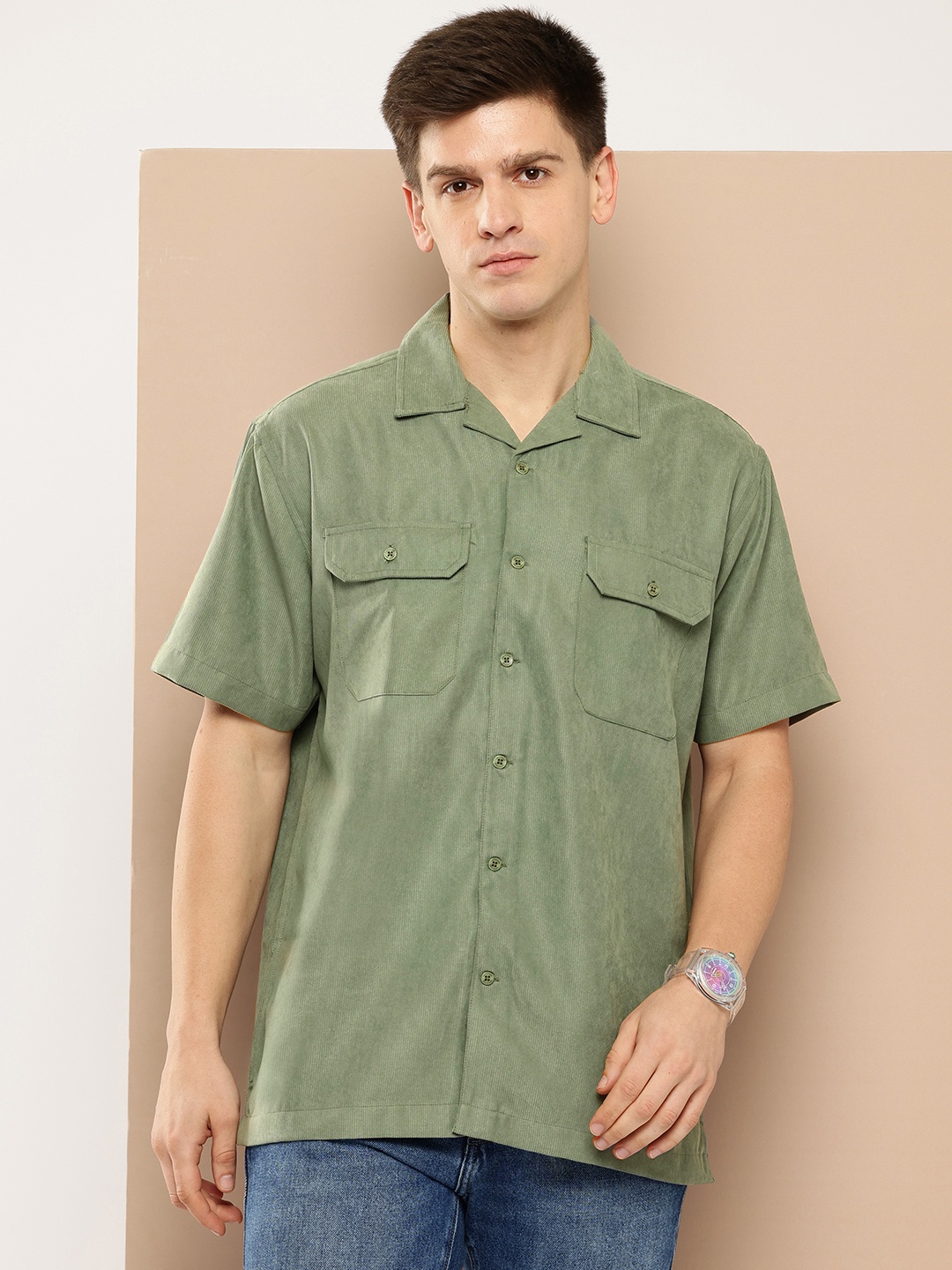 

INVICTUS Opaque Casual Shirt, Olive