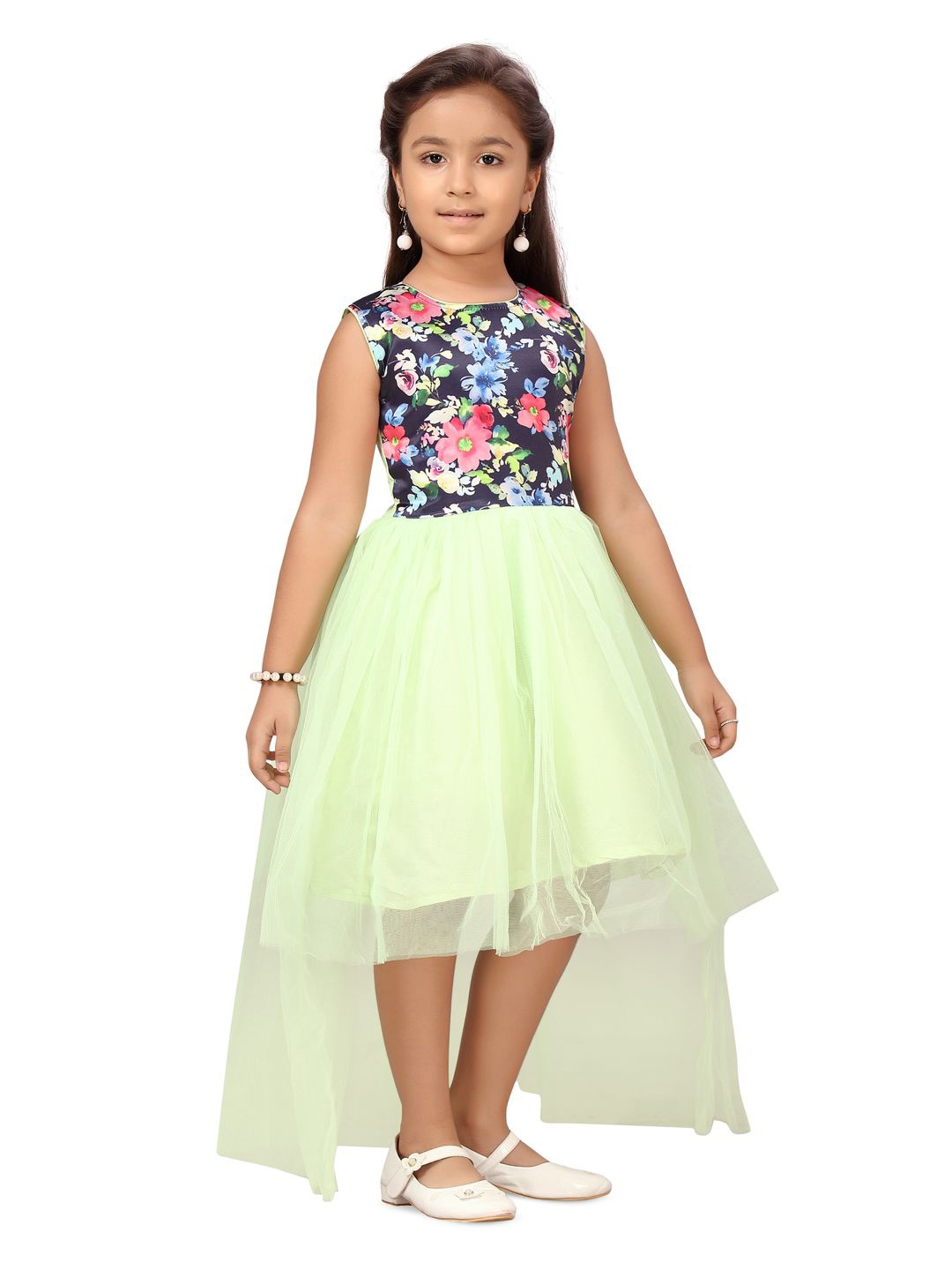 

BAESD Floral Print Net Fit & Flare Dress, Sea green