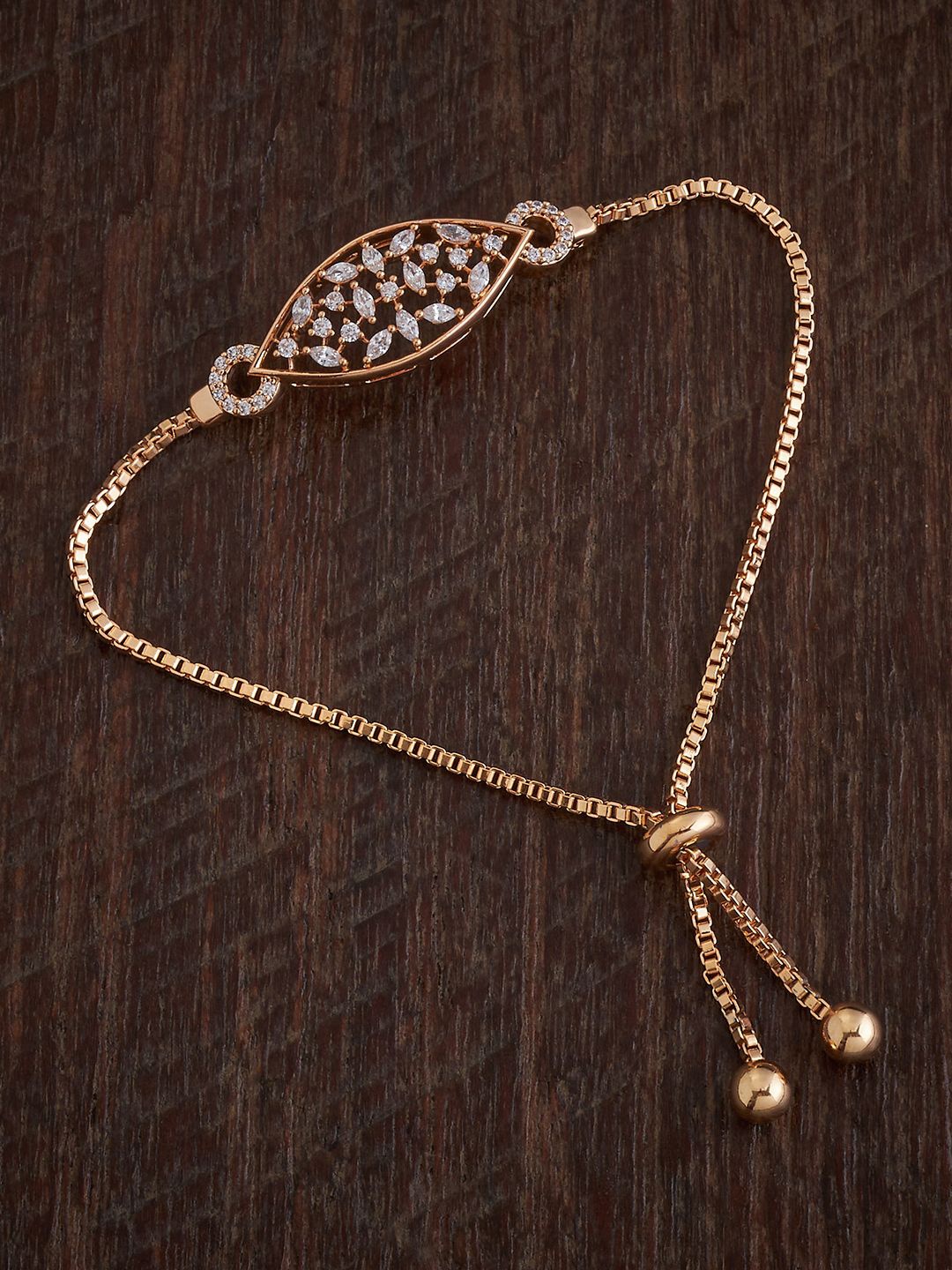 

Kushal's Fashion Jewellery Gold-Plated Cubic Zirconia Link Bracelet