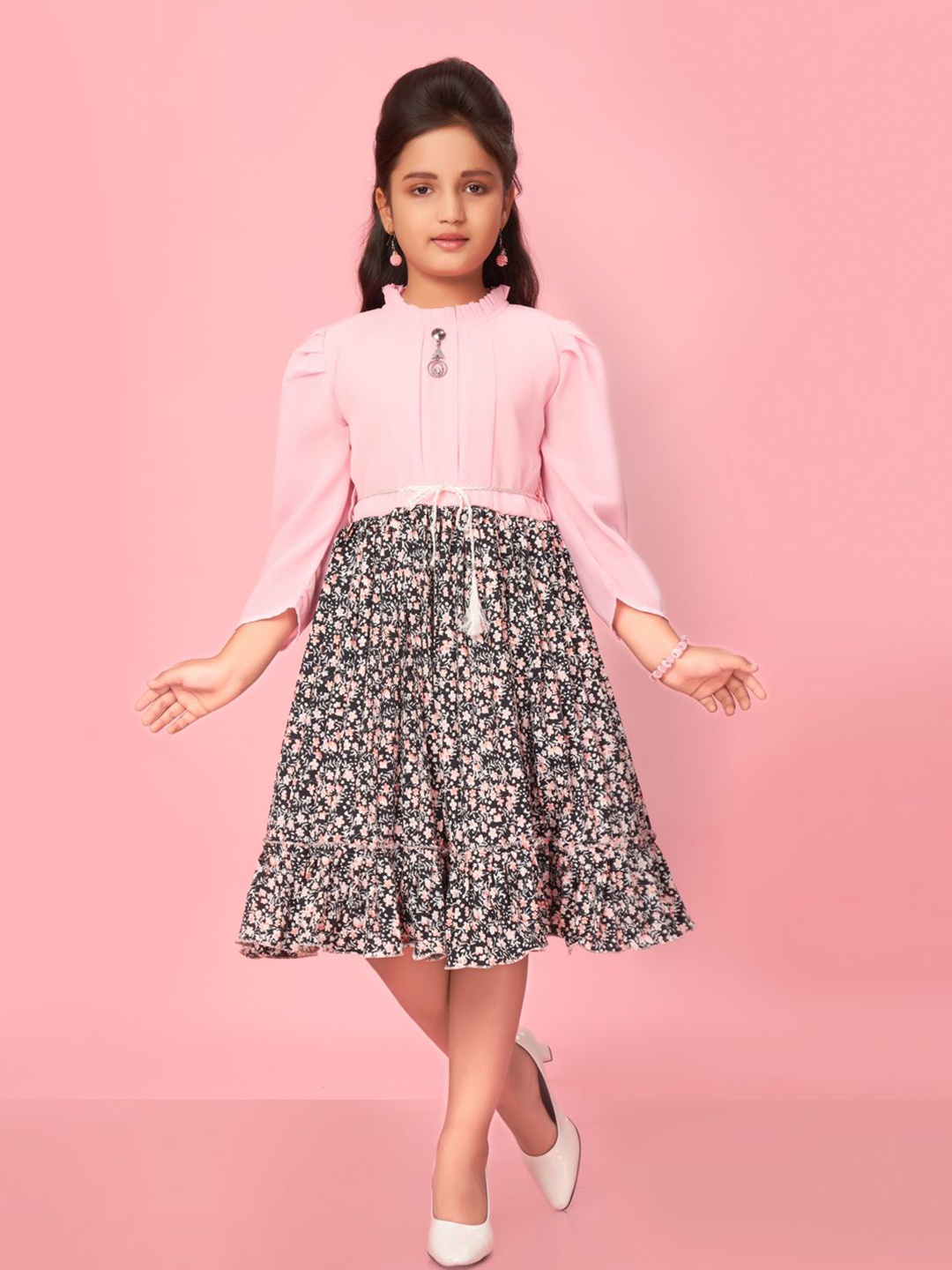 

BAESD Animal Print Georgette Fit & Flare Dress, Pink