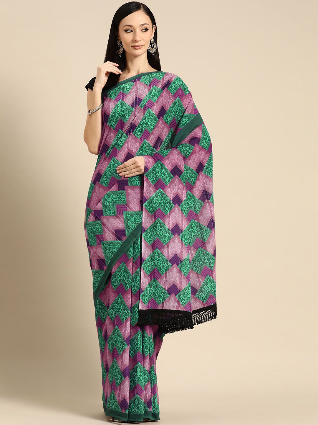 

BUTA BUTI Pure Cotton Saree, Pink