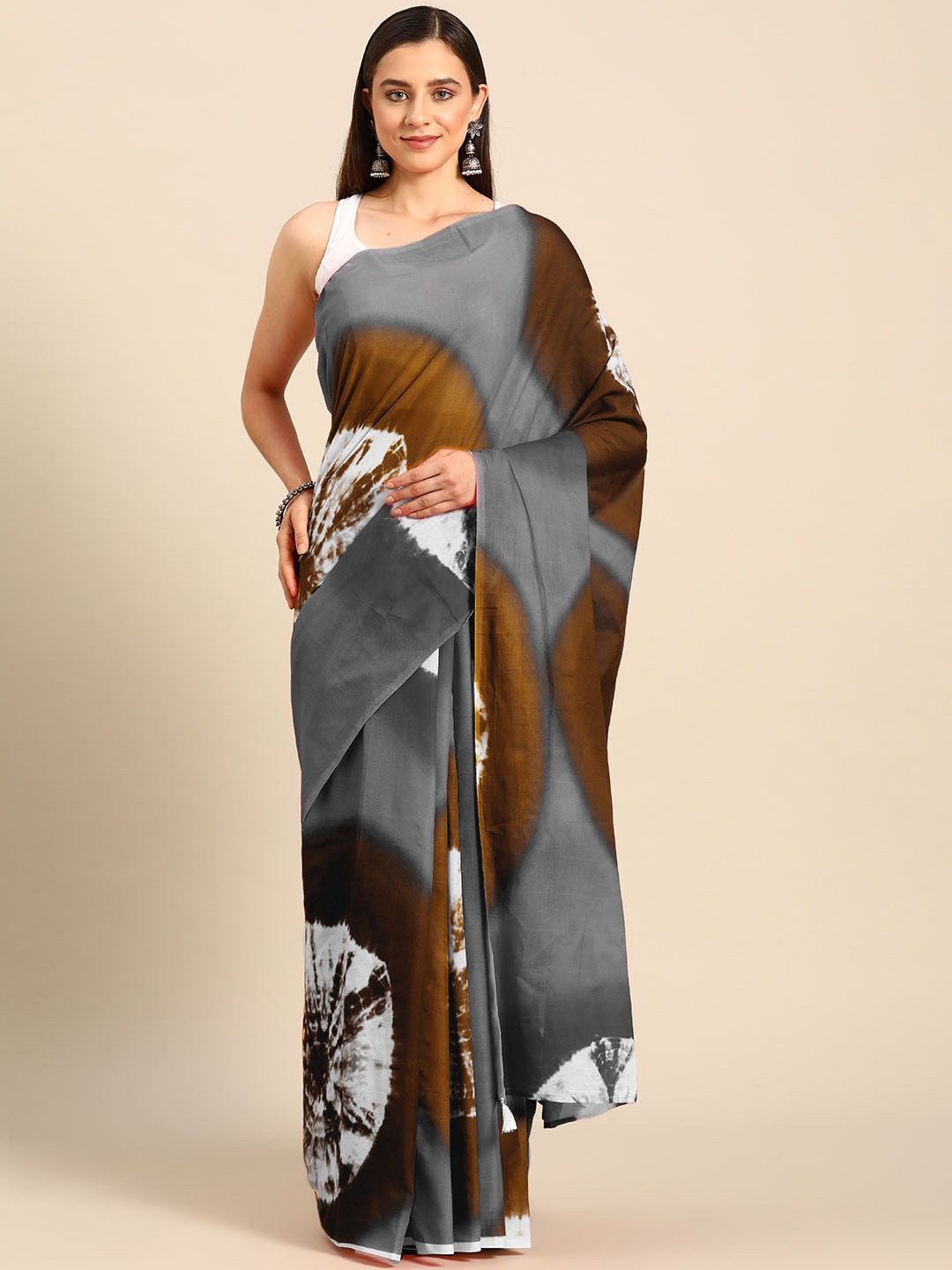 

BUTA BUTI Tie and Dye Pure Cotton Saree, Grey