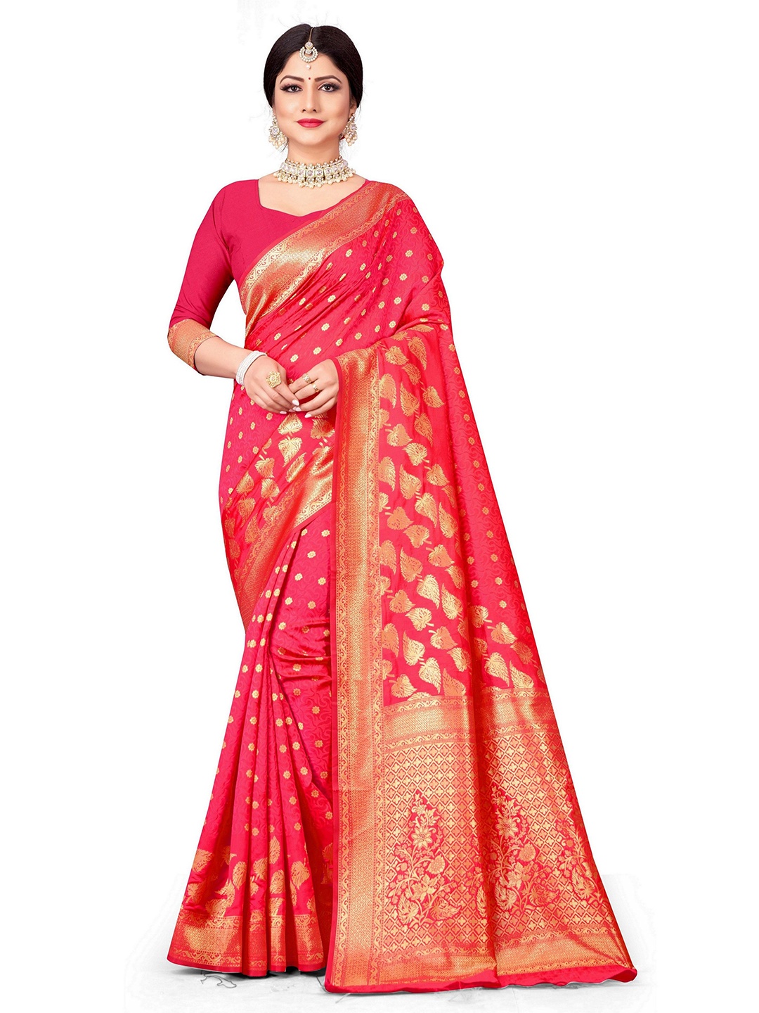 

EMV Ethnic Motifs Woven Design Zari Saree, Pink