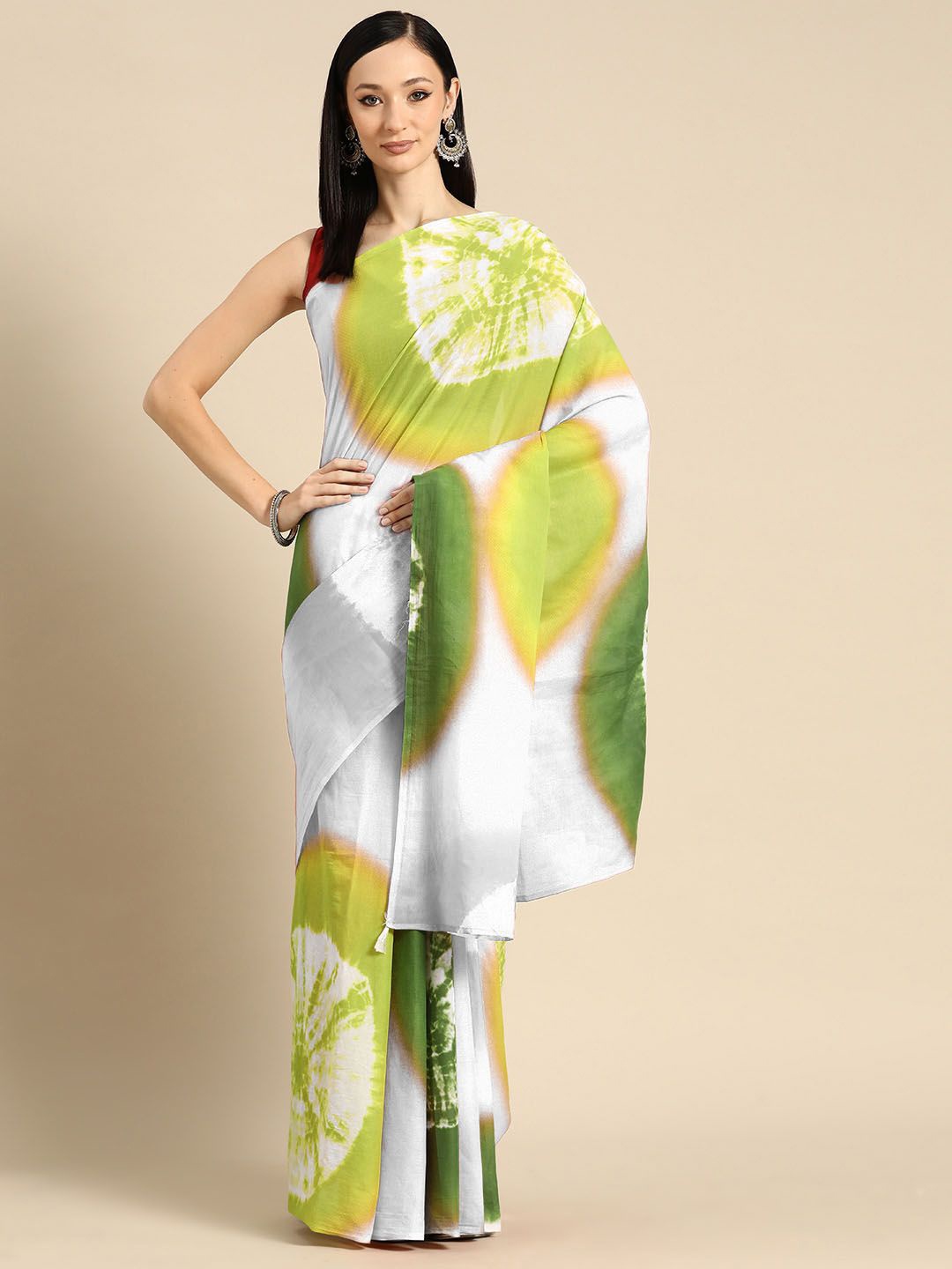 

BUTA BUTI Tie and Dye Pure Cotton Saree, White