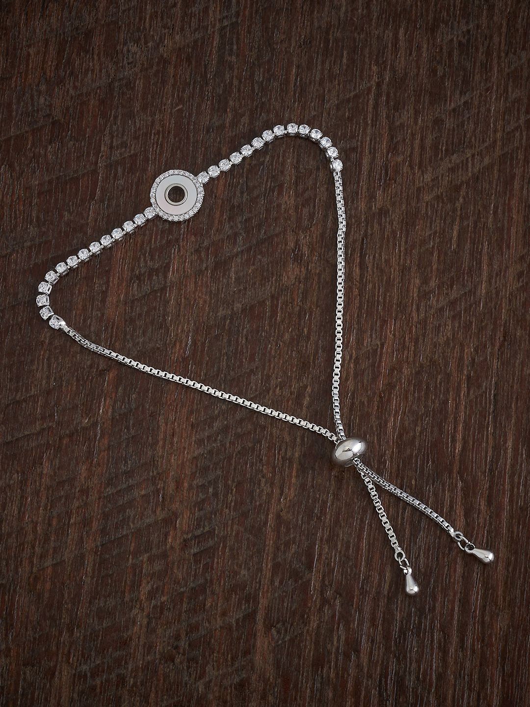 

Kushal's Fashion Jewellery Rhodium-Plated Cubic Zirconia Link Bracelet, Silver