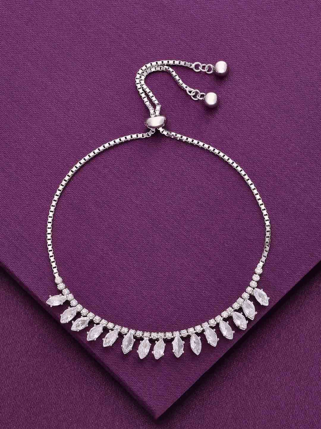 

KAI JEWEL 92.5 Sterling Silver Cubic Zirconia Rhodium-Plated Wraparound Bracelet