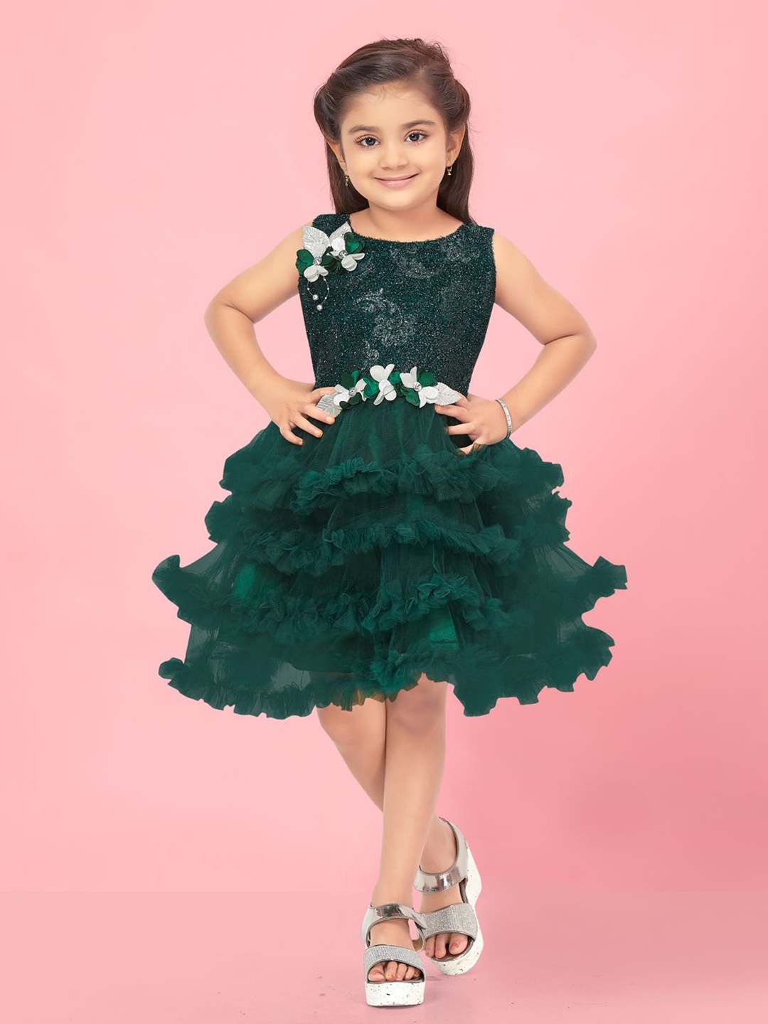 

BAESD Net Fit & Flare Dress, Green