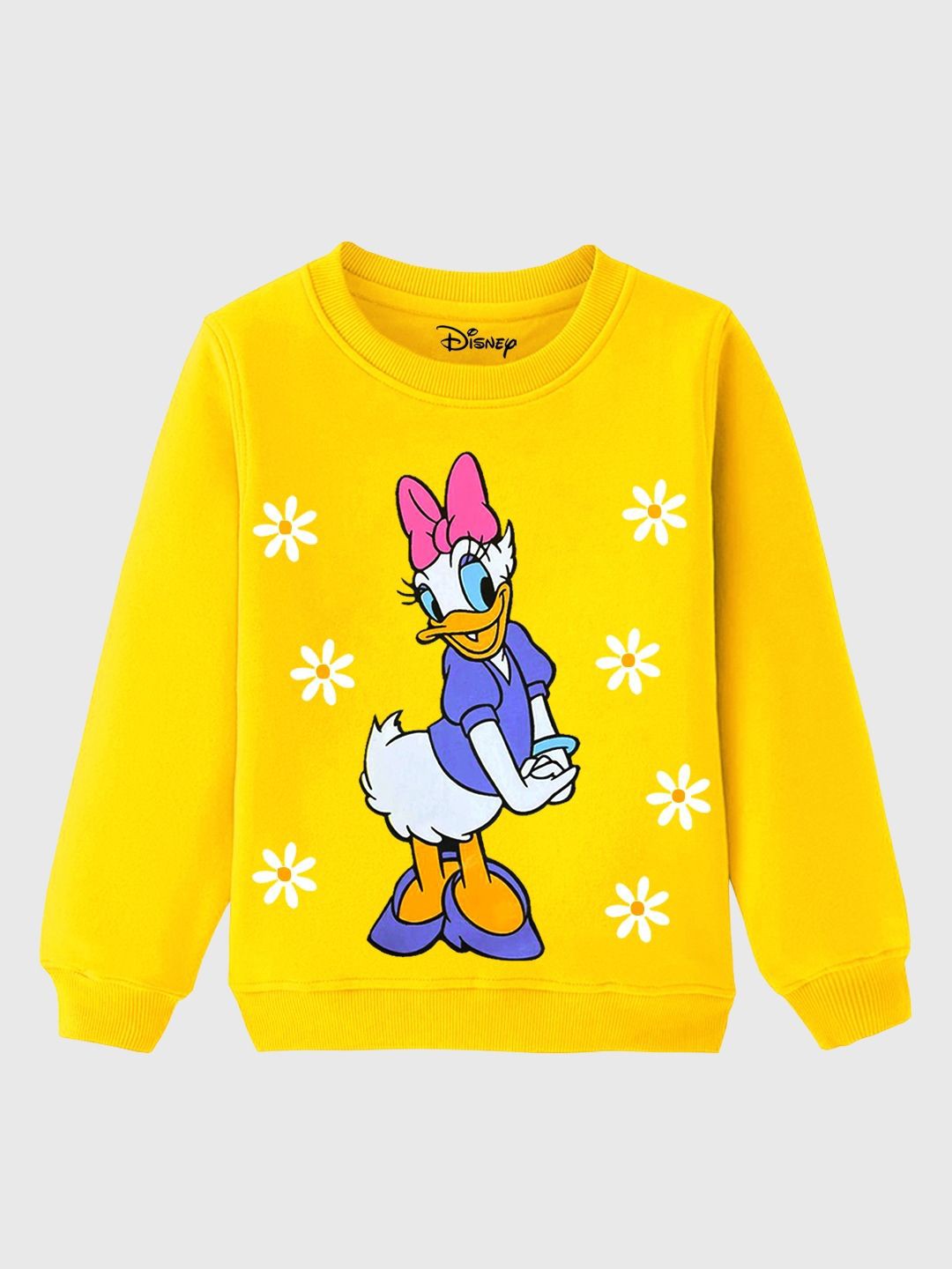 

KUCHIPOO Girls Graphic Printed Round Neck Sweatshirt, Yellow
