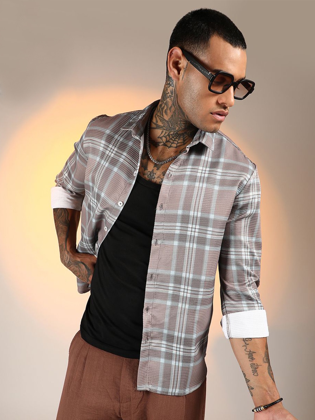 

Campus Sutra Men Comfort Spread Collar Checked Cotton Casual Shirt, Multi