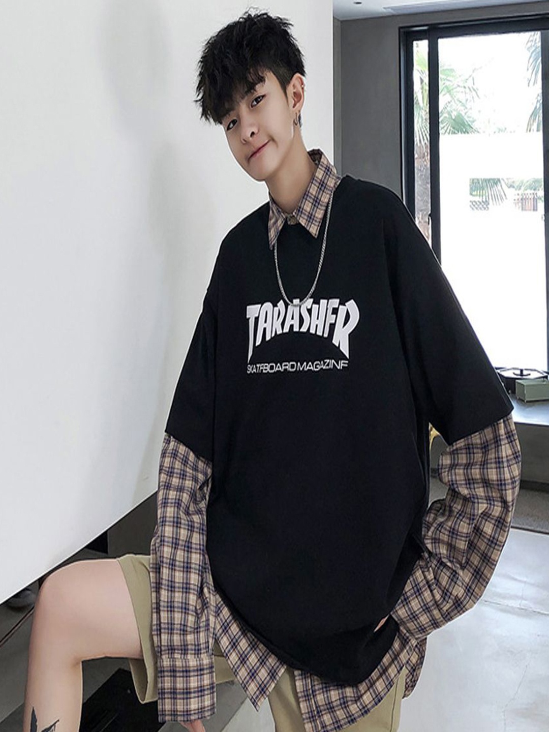 

StyleCast Men Typography Printed Drop-Shoulder Sleeves T-shirt, Black