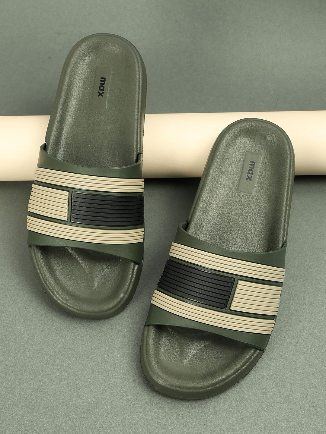 

max Men Striped Sliders, Green