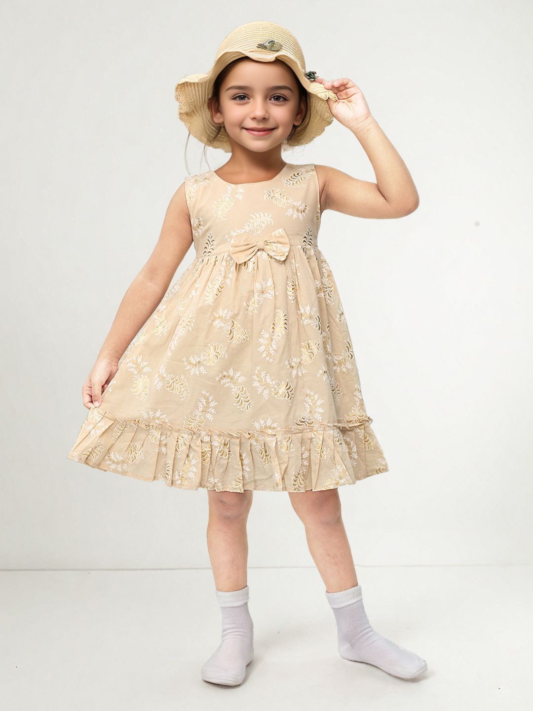 

Toonyport Floral Fit & Flare Dress, Beige