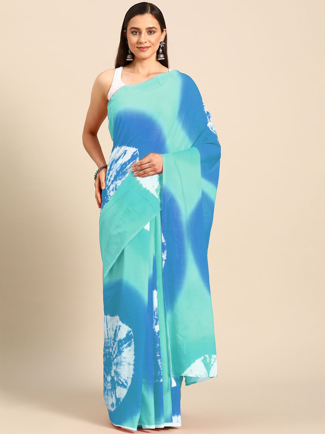 

BUTA BUTI Tie and Dye Pure Cotton Saree, Blue