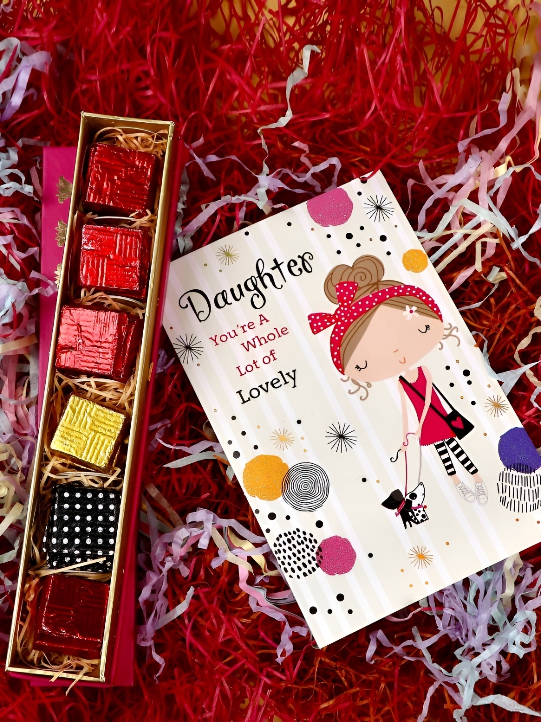 

Archies Lovely Daughters Day Greeting Card with Chocolate, Red