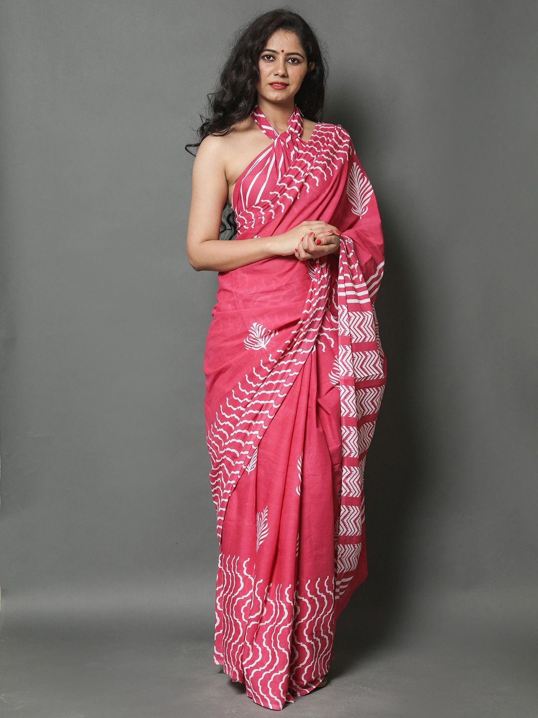 

Anouk Floral Silk Cotton Saree, Pink