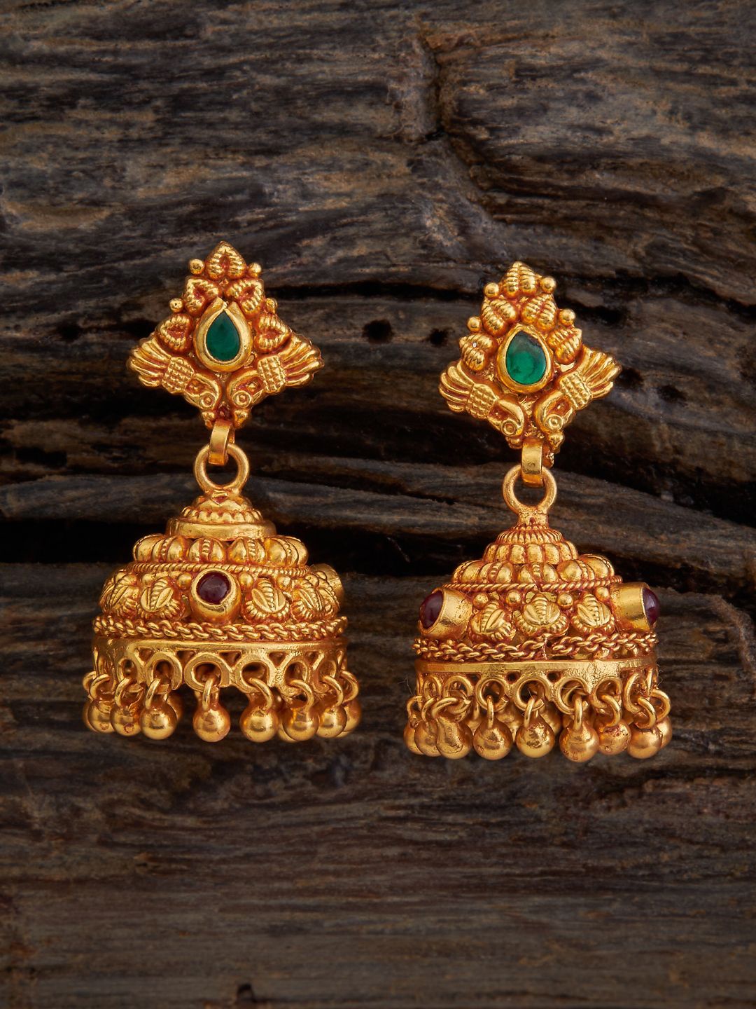 

Kushal's Fashion Jewellery 92.5 Pure Silver Gold-Plated Dome Shaped Jhumkas