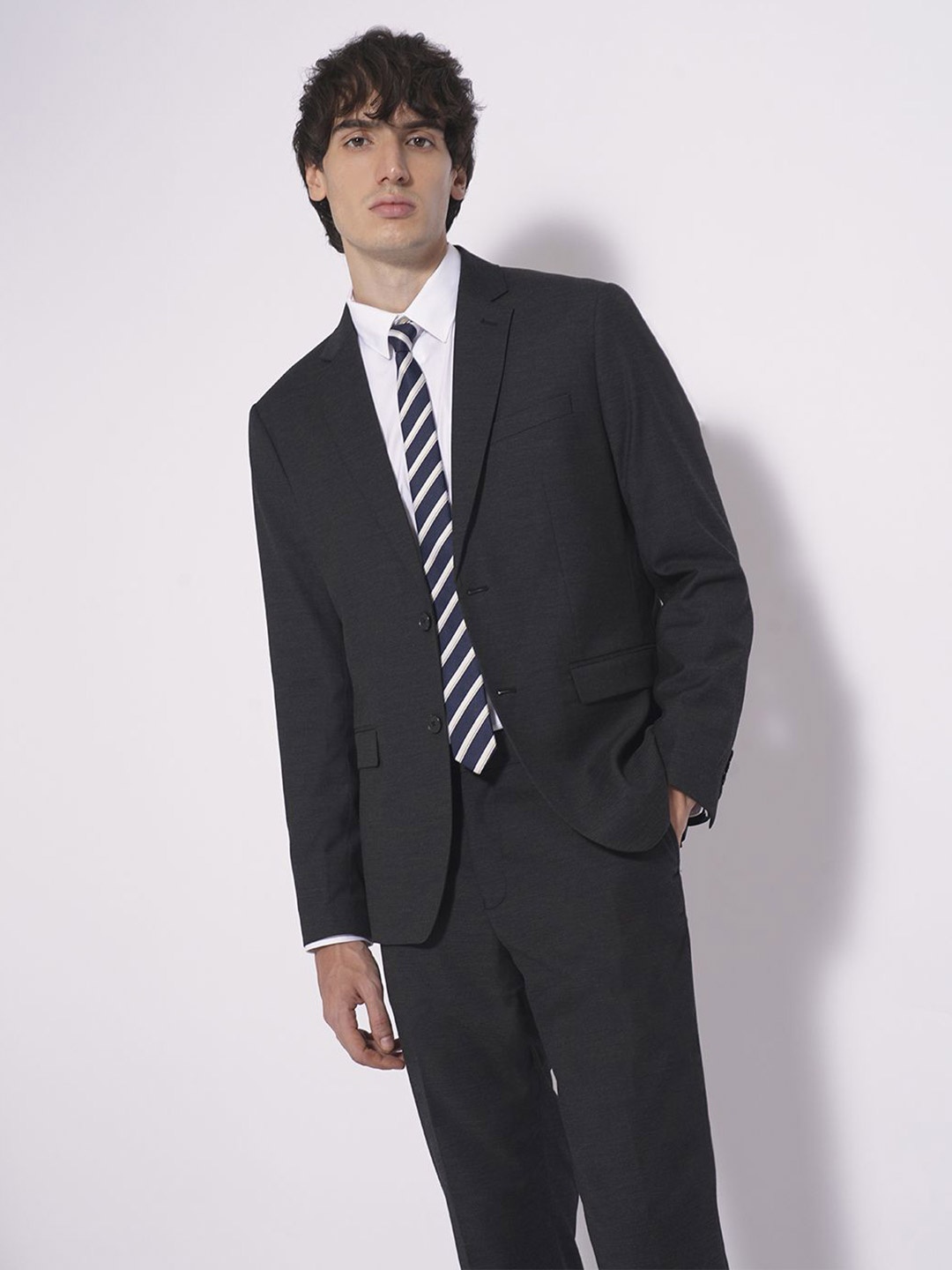 

SELECTED Men Spread Collar Solid Cotton Slim Fit Formal Shirt, White