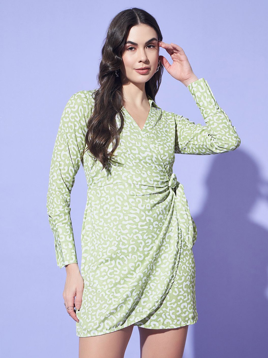 

Trend Arrest Print Crepe Mini Dress, Green