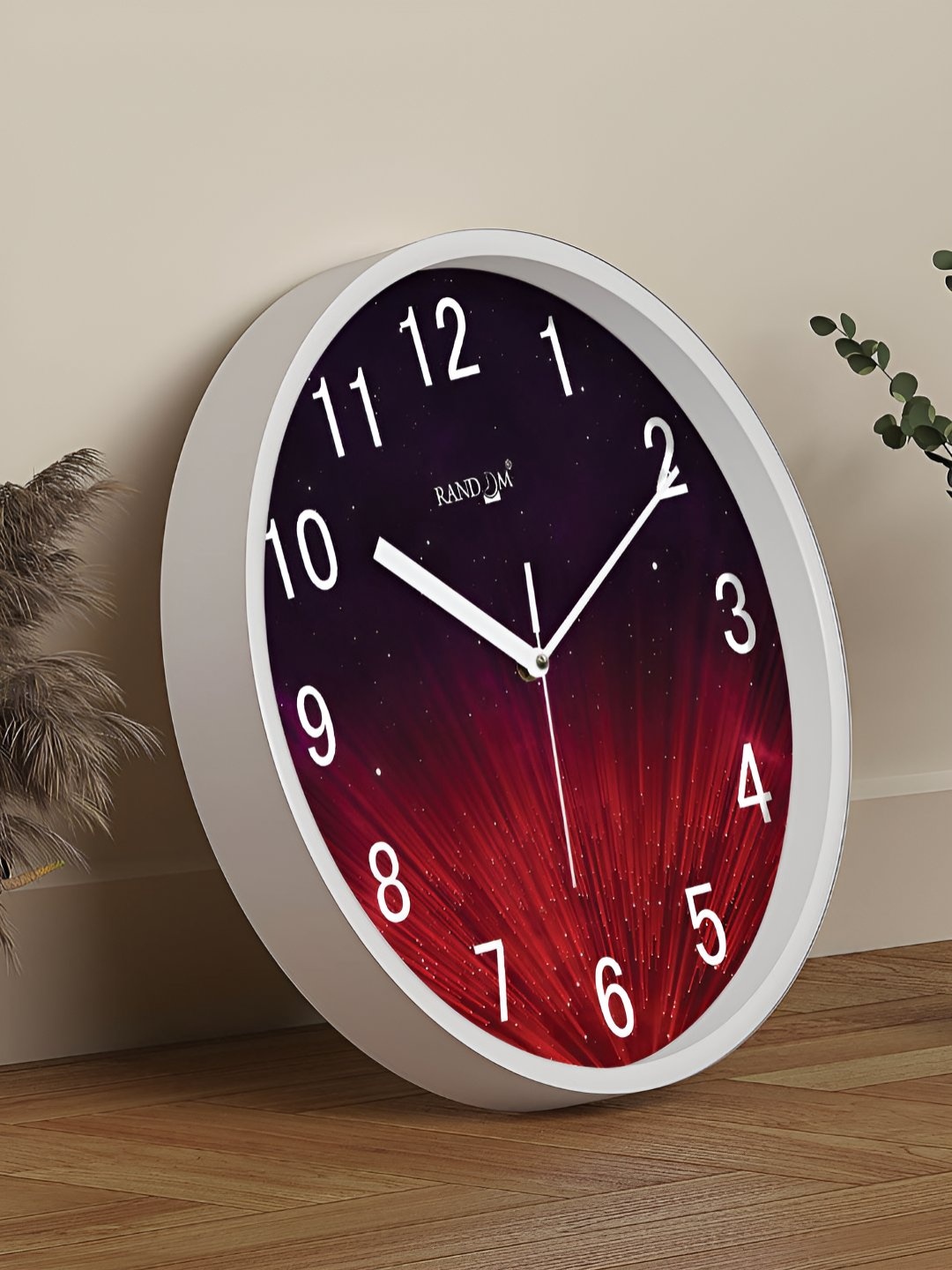 

RANDOM Printed Round Shaped Sweep Silent Movement Contemporary Wall Clock, White