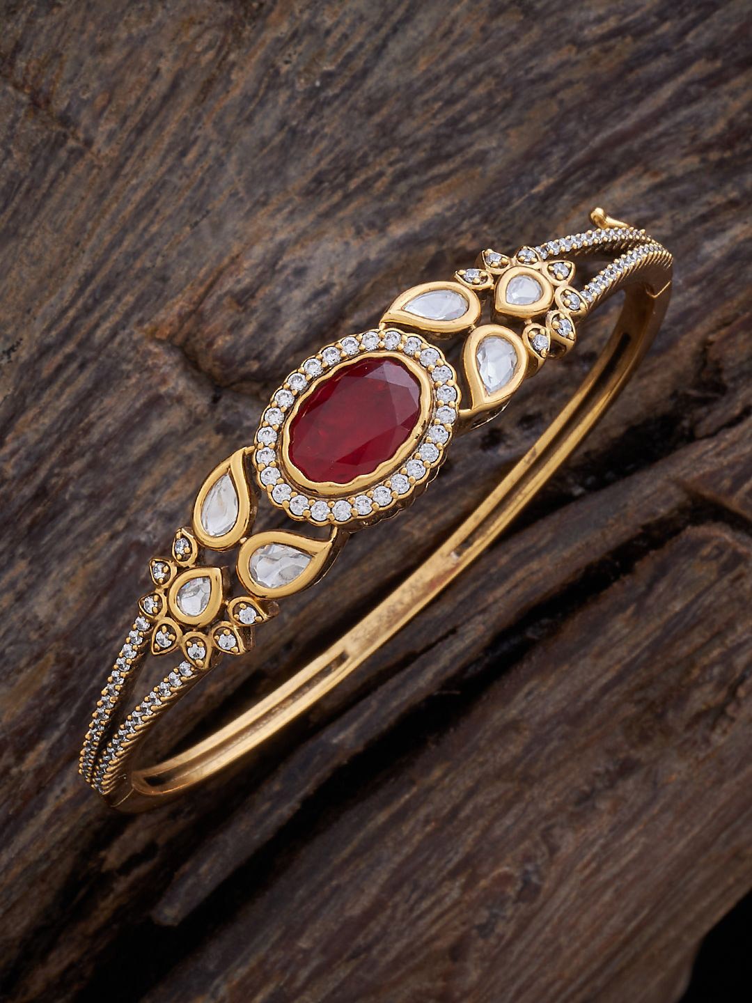 

Kushal's Fashion Jewellery Kundan Kada Bracelet, Gold