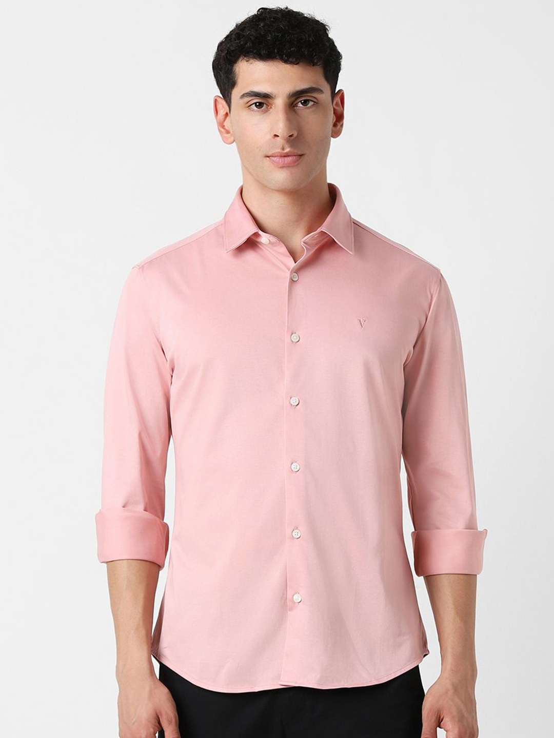 

Van Heusen Sport Men Spread Collar Solid Cotton Slim Fit Casual Shirt, Pink