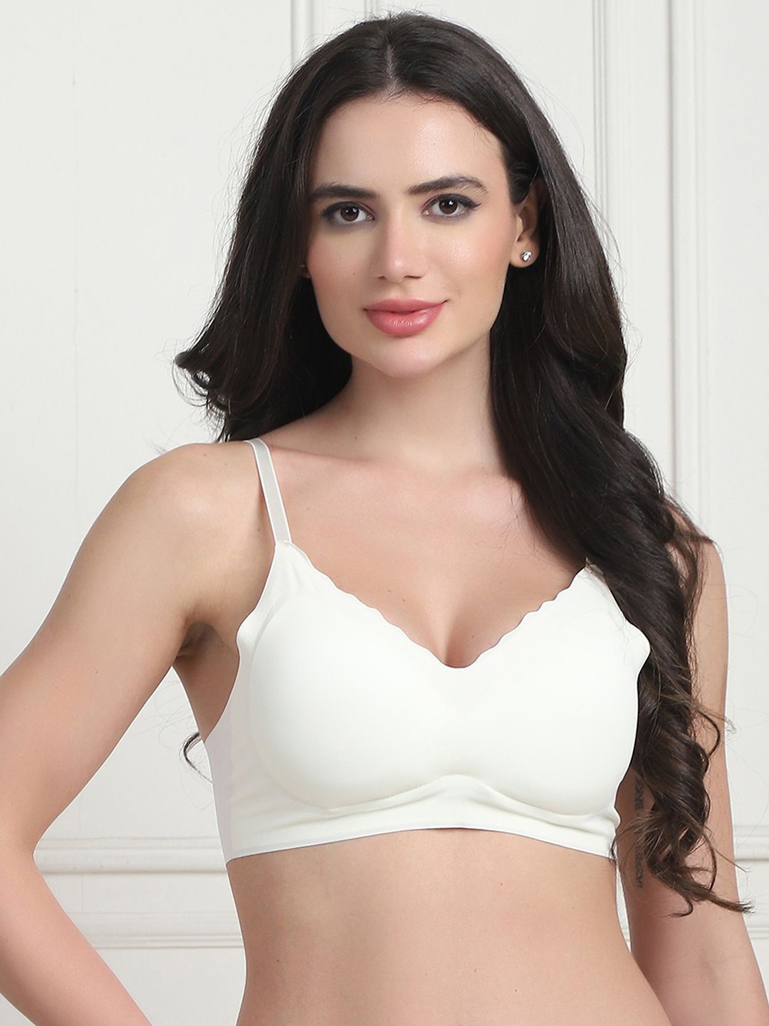 

PrettyCat Full Coverage Lightly Padded Bralette Bra, Cream