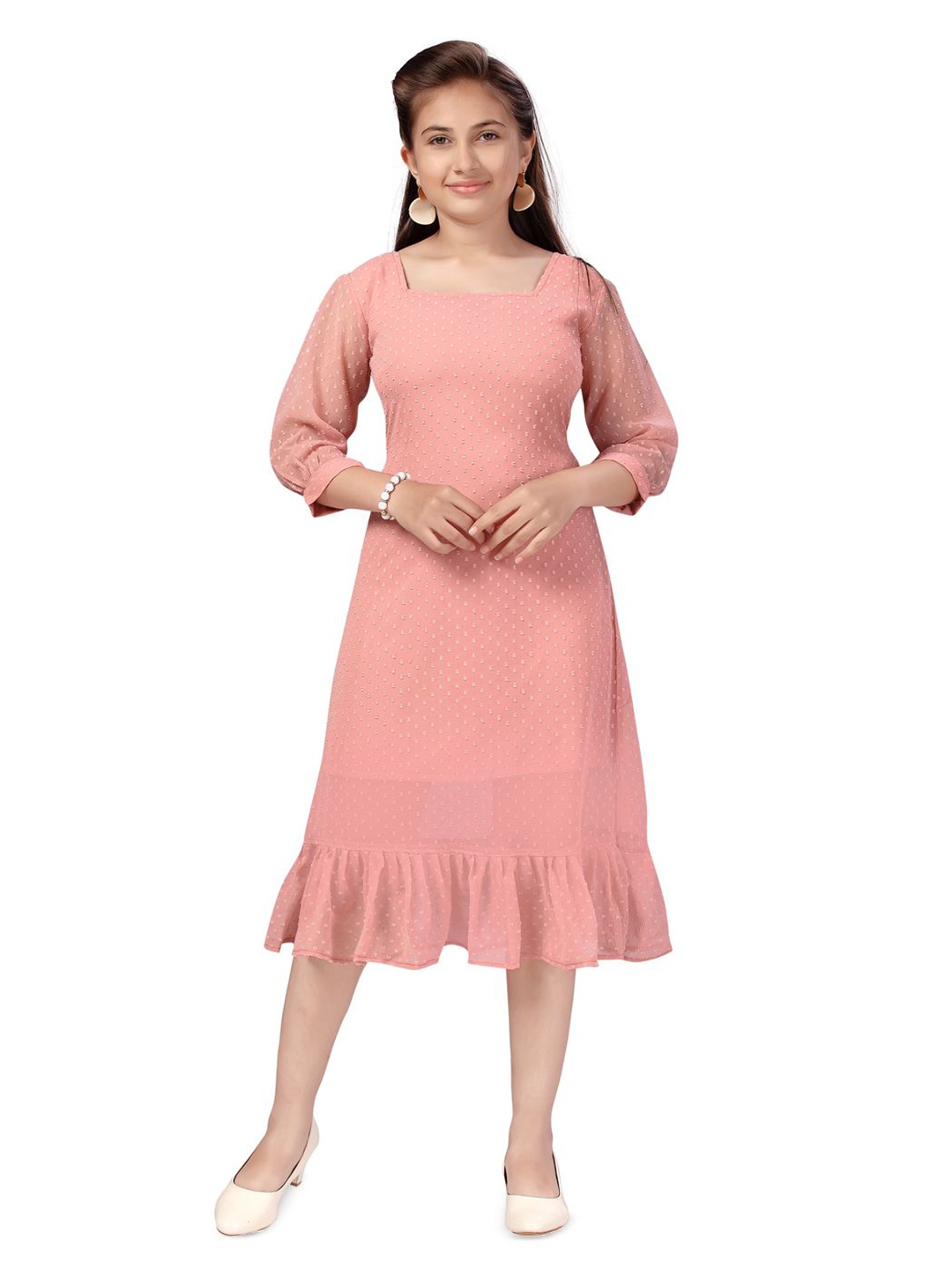 

BAESD Georgette Fit & Flare Midi Dress, Peach