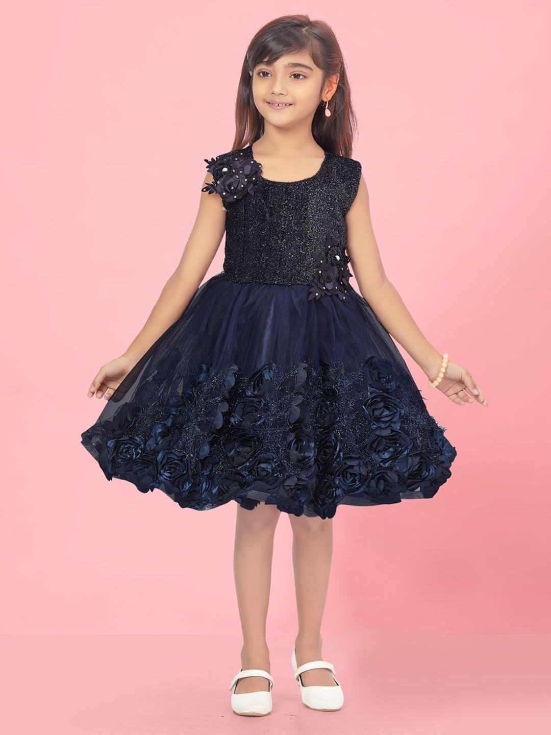 

BAESD Net Fit & Flare Dress, Navy blue