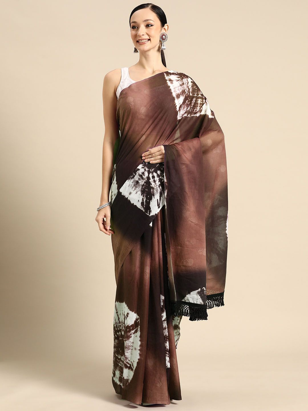 

BUTA BUTI Tie and Dye Pure Cotton Saree, Copper