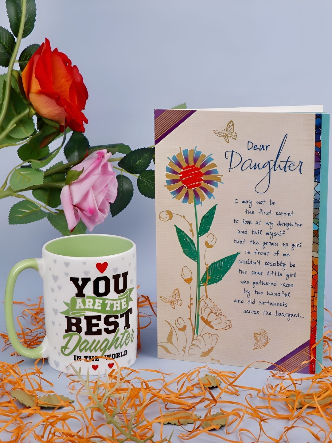 

Archies White & Green 2 Pieces Special Daughters Day Mug With Greeting Card Gift Set