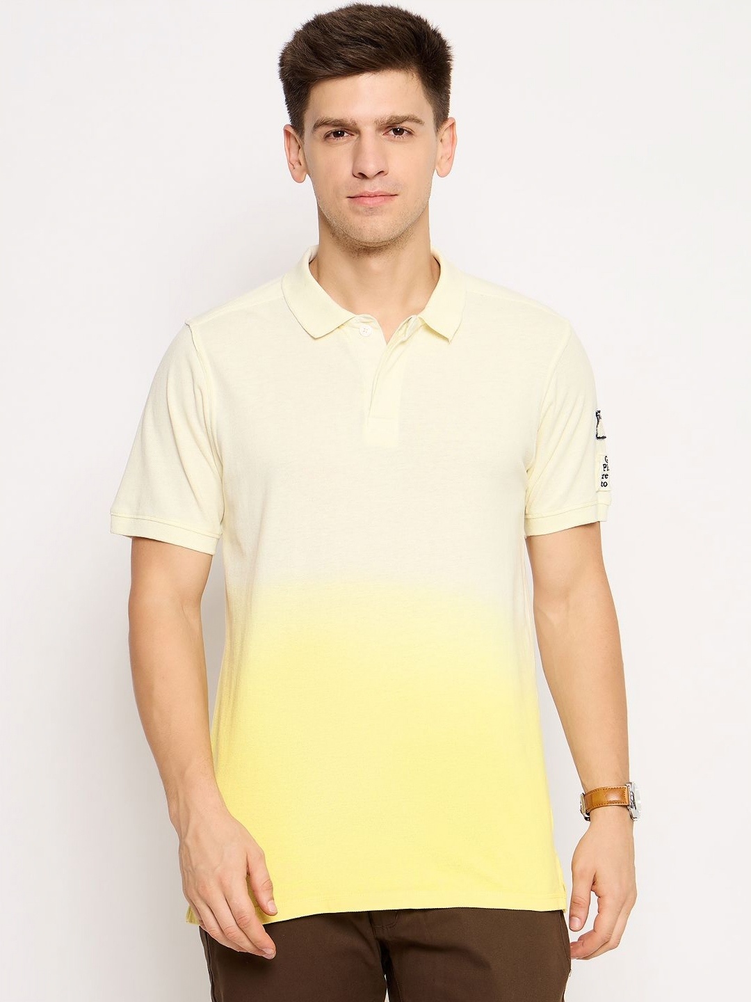 

Club York Men Colourblocked Polo Collar Cotton T-shirt, Yellow