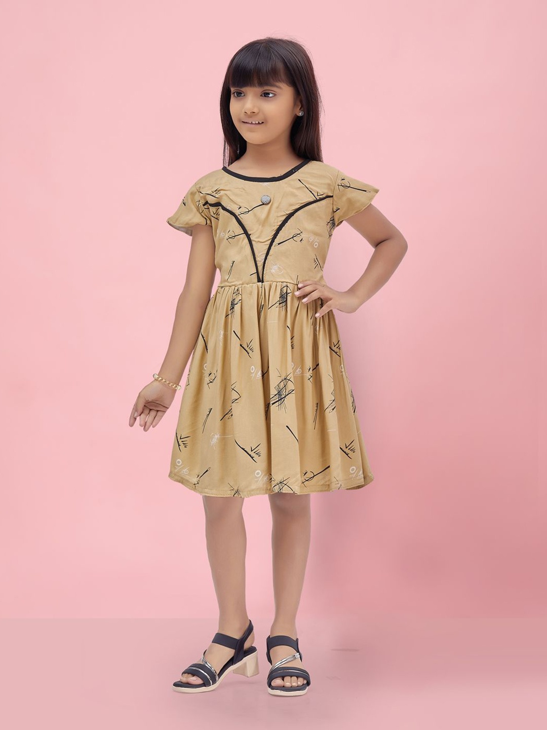 

BAESD Floral Print Peplum Dress, Beige