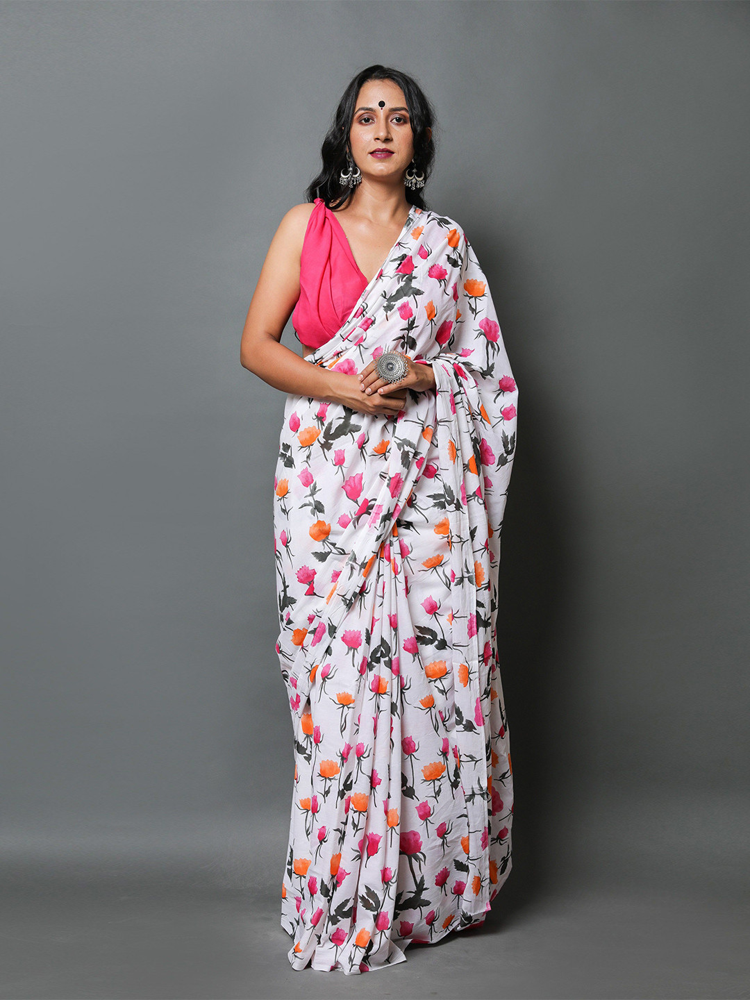 

Pinkcity Trade World Floral Pure Cotton Block Print Saree, Yellow