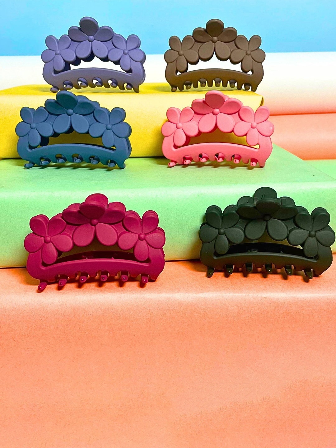 

MANSIYAORANGE Girls Set of 6 Claw Clips, Pink