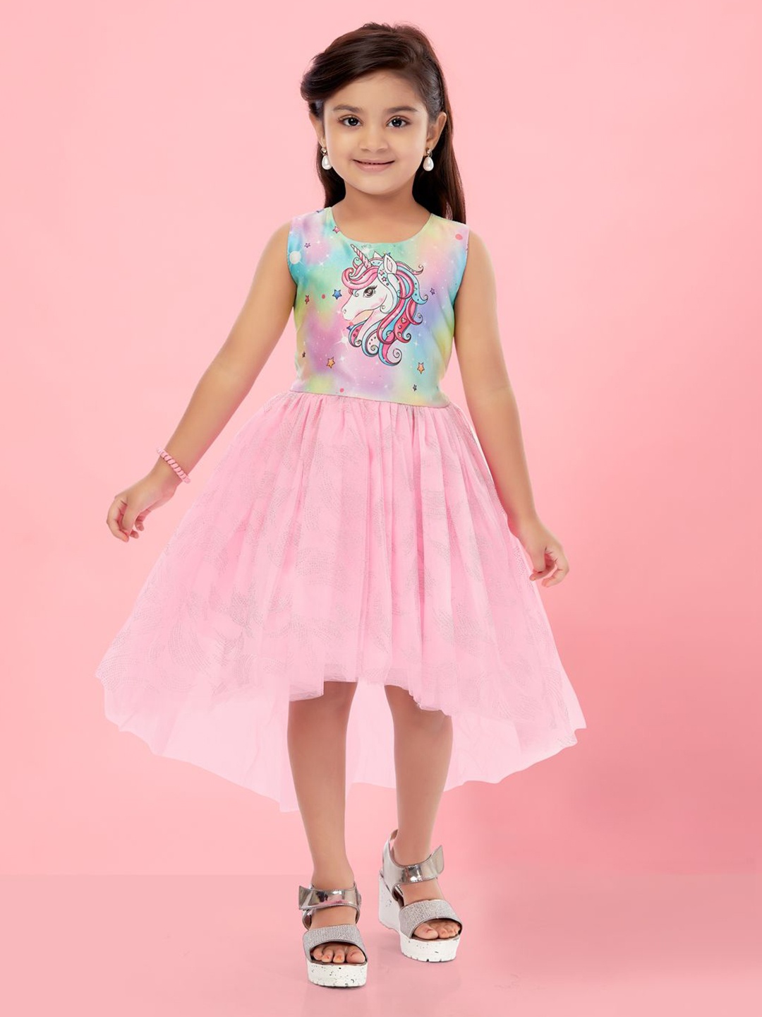 

BAESD Print Net Fit & Flare Dress, Pink