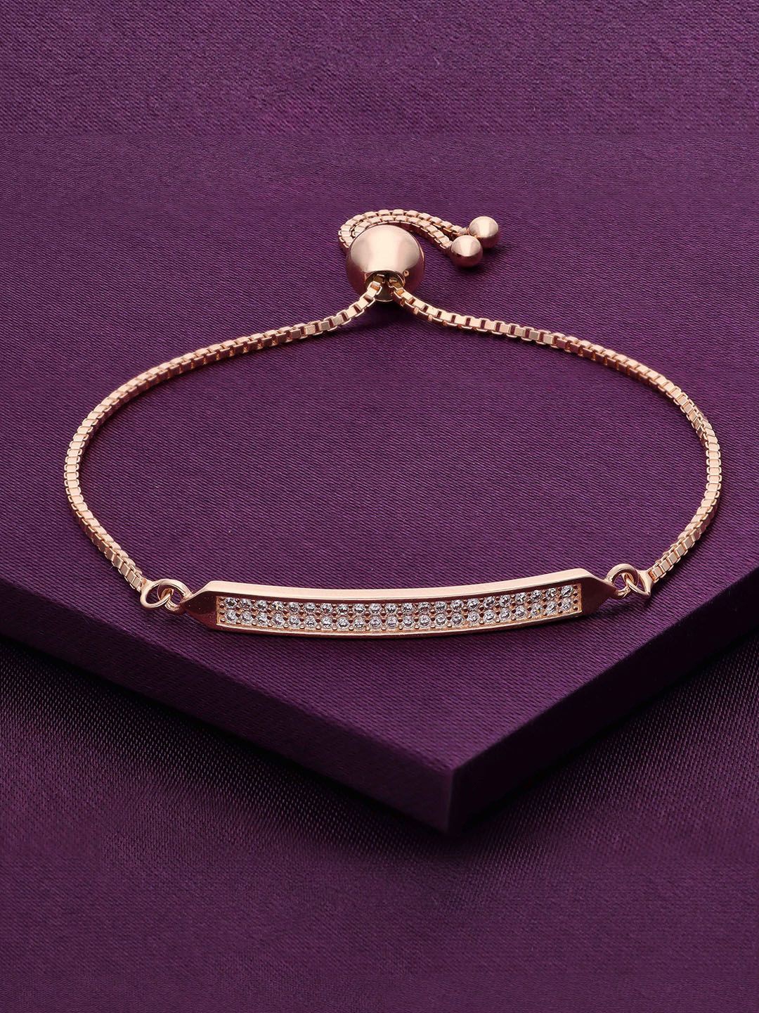 

KAI JEWEL Rose Gold Plated 92.5 Sterling Silver Cubic Zirconia Wraparound Bracelet