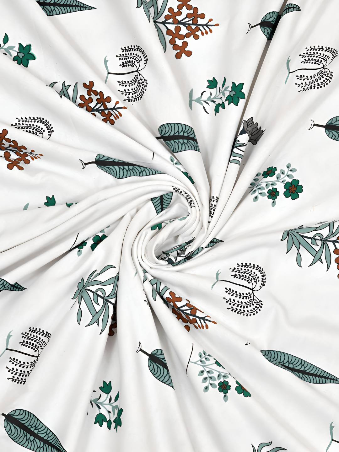 

Jinaya's White & Green Floral Printed Cotton AC Room 300 GSM Reversible Double Bed Dohar
