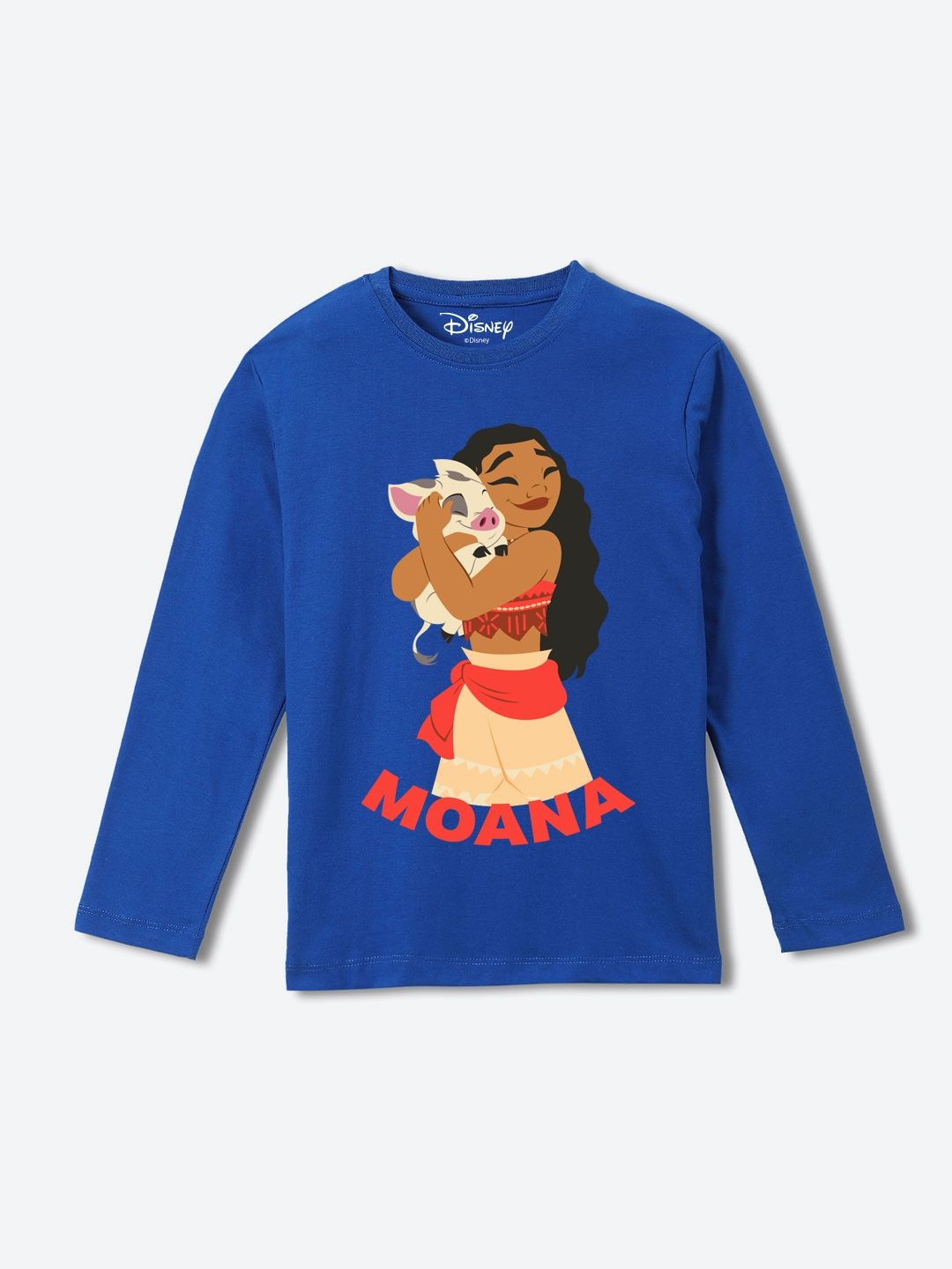 

YK Disney Girls Graphic Printed Round Neck Pure Cotton T-shirt, Blue